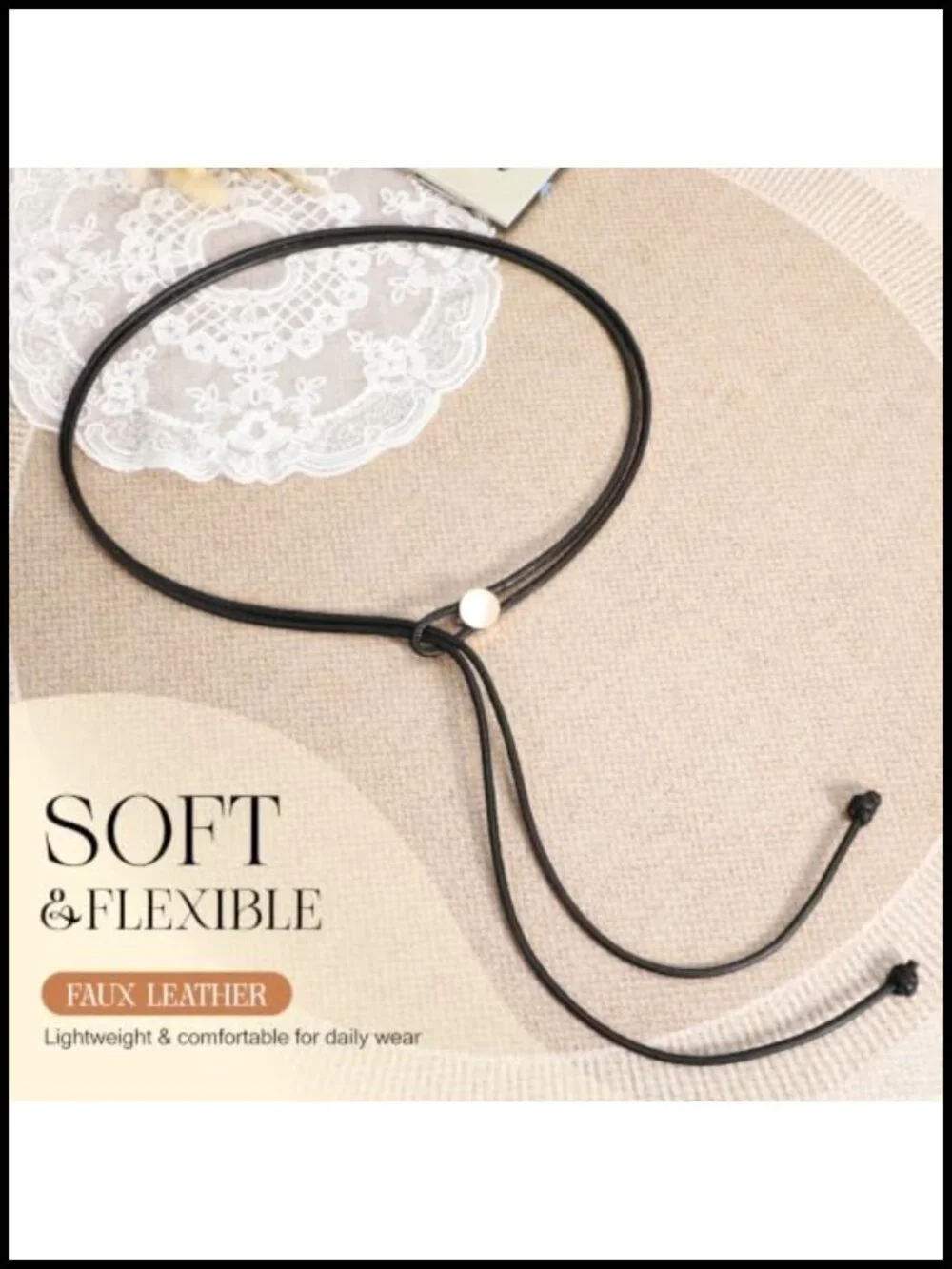 Women's Thin Rope Belt Skinny Tie Waist Belt Vegan Leather
